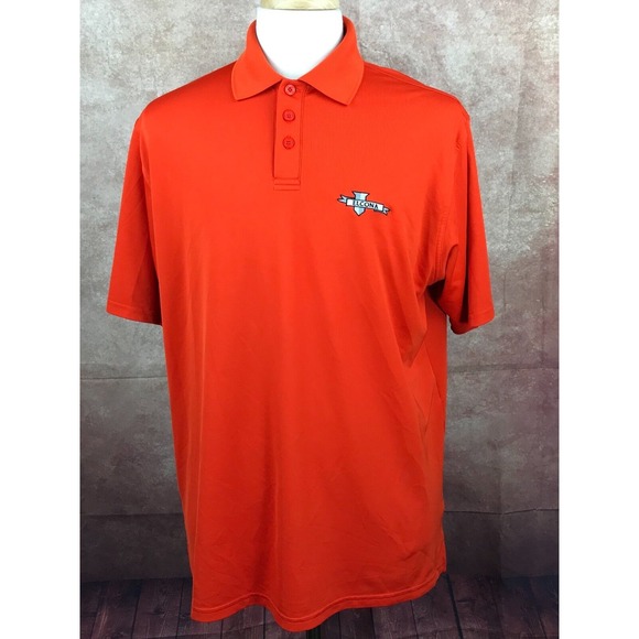 Under Armour Elcona Logo‎ Golf Polo Short Sleeve Orange Shirt Men's L - Picture 1 of 8